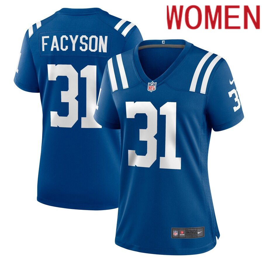 Women Indianapolis Colts 31 Brandon Facyson Nike Royal Player Game NFL Jersey